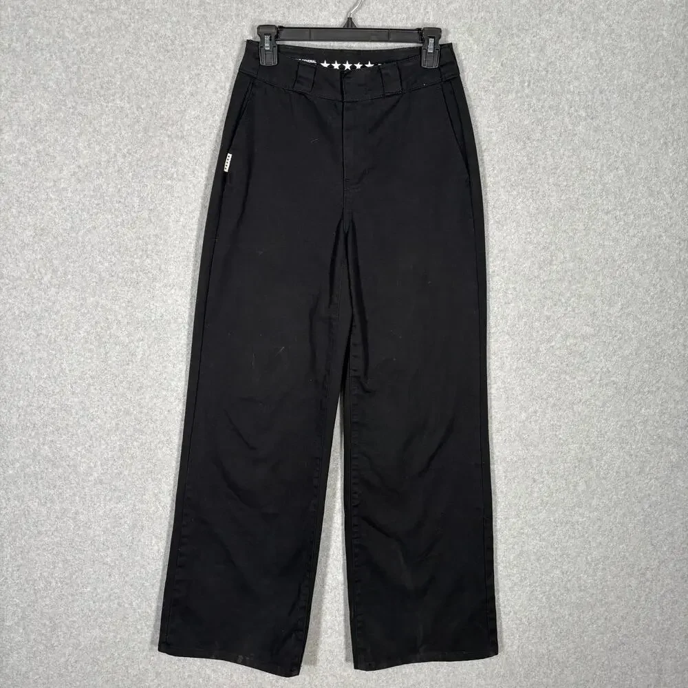 FiveStar General Pants Juniors 1 25 Black Wide Leg Downtown Chino Baggy‎ Canvas